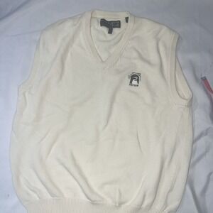 Faldo by Pringle Vest Mens med Brown‎ V-Neck Vintage Golf River Run Golf Md 252